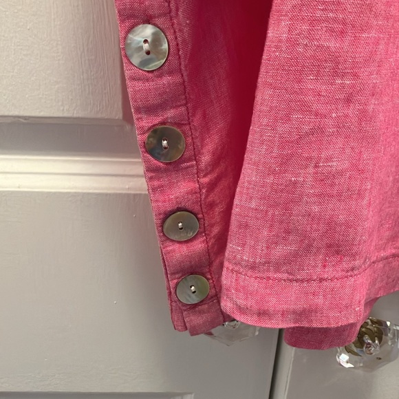 Like New Sigrid Olsen Pink Linen V-Neck Tunic, size 2X - Picture 2 of 4